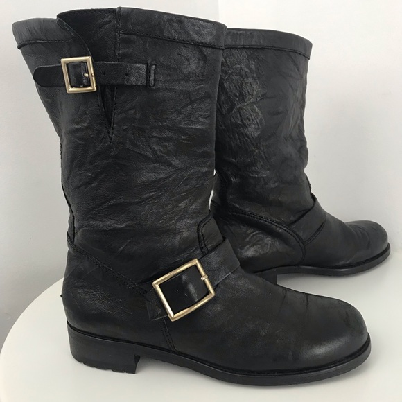 Jimmy Choo Shoes - JIMMY CHOO Boot Leather Moto Biker style Size 40